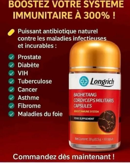 CORDYCEPS MILITARIS CAPSULES POUR LA VIE DES CELLULES DU CORPS