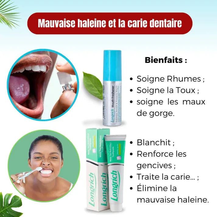 DENTIFRICE 200g ET PARFUM DE BOUCHE LONGRICH